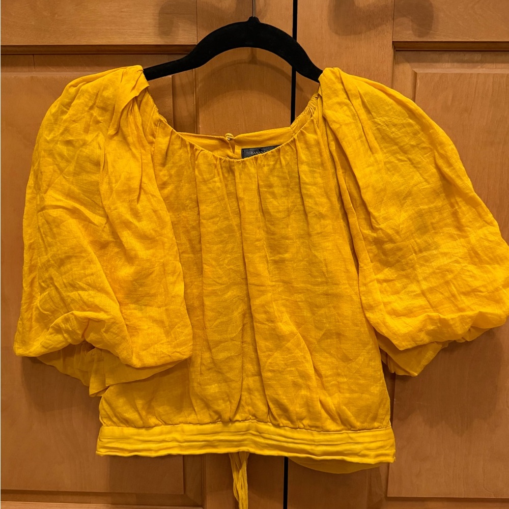 Banana Republic Women's Puff Sleeve Top- open Back
